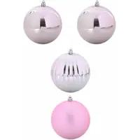 vidaXL Kerstbal Set XXL 4 st Roze Ø 20 cm Kunststof LED's
