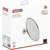 TESA Make-up spiegels, VISIOON make-upspiegel met 3x vergroting - Spiegel voor wandmontage zonder boren, zilver (9 x 21,5 x 22 cm)