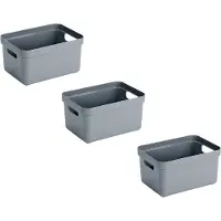 Sunware Opbergbox Sigma - 3x stuks - kunststof - blauw - 5 liter - Opbergbakken/opbergers - 25,2 x 18 x 12,2 cm