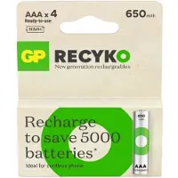 GP ReCyko Oplaadbare AAA / HR03 Ni-Mh Batterijen (4 stuks, 650 mAh)