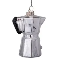 Vondels Kerstornament Glass Silver Opal Old Coffee Maker 9 cm