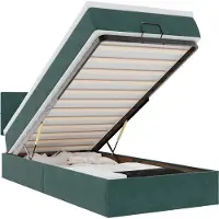 vidaXL Bed poef met matras en LED's 80x200cm fluweel donkergroen