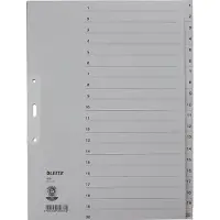 Leitz tabbladen register A4 cijfers 1-20 grijs karton 20-delig