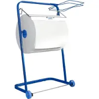 Nordvlies Handdoekhouders + handdoekhaken, Papierhalter WIPEX mit Sackhalter aus Metall für Putzrollen bis 40 cm Rollenbreite geeignet, fahr...