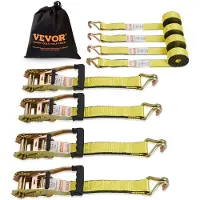 Vevor Set van 4 spanbanden 0,05 x 4,6 m Spanband 2268 kg Ratelspanband Polyesterband en koolstofstalen haakbevestigingsband Ratelspanband Ideaal voor motorfietsen Fietsen Kajaks UTV Boten ATV