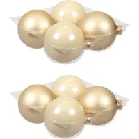 Othmar decorations Kerstballen - 8x - champagne - D10 cm - glas - kerstversiering - Kerstboomversiering