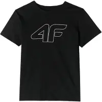 4F Kinder T-shirt F1803 Zwart Slim Fit - Groot Logo, Maat 134 - Comfortabel & Stijlvol