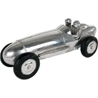 VAN MANEN Race Car sculptuur polystone zilver decoratie speelgoedauto 25,8x9,4x9cm.