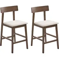 Beliani ISANTI - Barkruk set van 2 - Donkerbruin/Taupe - Rubberhout