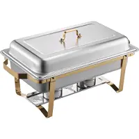 Vevor Chafing Dish Set RVS Voedselwarmer met 2 grote pannen (7,5 L) en 4 halve pannen (4 L)