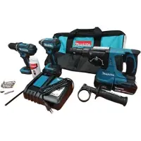 Makita DLX3089T 18V Accu Klopboormachine (DDF482 ) & Boorhamer (DHR243) & Slagschroevendraaier (DTD153) - 5,0 Ah Accu (2 St) In Tas