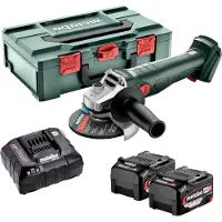 Metabo W 18 7-125 18V Li-Ion Accu Haakse Slijper Set (2x 4.0Ah Accu) In MetaBOX - 125mm