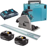 Makita DSP600PT2J1 36V (2x 18V) Li-Ion Accu Invalzaag Set (2x 5,0Ah Accu) In Mbox Incl. Geleiderail - 165 X 20mm - Koolborstelloos