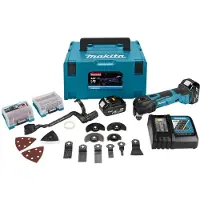 Makita DTM51RMJX3 18V Li-Ion Accu Multitool Set (2x 4.0Ah Accu) + 41 Delige Accessoireset In Mbox - Snelwissel