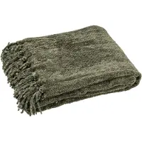 J-Line Blanket chenille polyester dark green