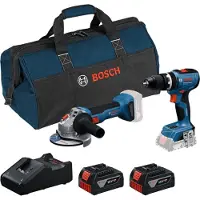 Bosch Professional 18V Toolkit - Combiset - GWS 18V-8 + GSB 18V-65 + 2x GBA 18V 4.0 Ah + GAL 18V-40 lader