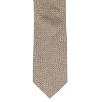 Profuomo stropdas beige stippen geprint 100% zijde