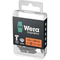 Wera 855/1 IMP DC Diamond Impaktor Bits Pozidriv PZ 2x25 | Per 10 - 05057621001