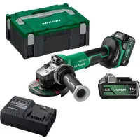 HiKOKI G1813DFWQZ | Accu haakse slijpmachine 18V 125mm met rem en dodemansschakelaar in HSC III koffer (2x 5.0Ah accu + lader) - G1813DFWQZ