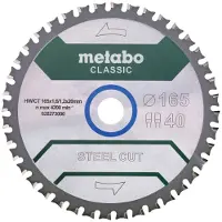 Metabo 628651000 Steel Cut Cirkelzaagblad - 165 X 20 X 40T - Metaal