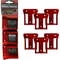 StealthMounts Batterijhouders voor Milwaukee M18 18v | Rood | 6 stuks - BM-MW18-RED-6