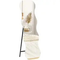 4Goodz Frameloze passpiegel 160x50 cm met houten voet golfvormig