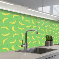 KitchenYeah Keuken achterwand 150x80 cm - Spatscherm zelfklevend Groen - Geel - Bananen - Muurbeschermer - Spatwand fornuis