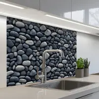 KitchenYeah Keuken achterwand 100x80 cm - Spatscherm zelfklevend Koele - Grijze - Kiezels - Muurbeschermer - Spatwand fornuis