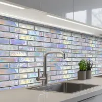 KitchenYeah Keuken achterwand 200x80 cm - Spatscherm zelfklevend Glimmende - Muur - Stenen - Muurbeschermer - Spatwand fornuis