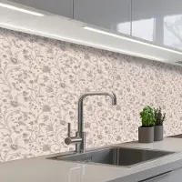 KitchenYeah Keuken achterwand 200x80 cm - Spatscherm zelfklevend Patroon - Bloemen - Paars - Muurbeschermer - Spatwand fornuis