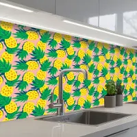 KitchenYeah Keuken achterwand 250x80 cm - Spatscherm zelfklevend Ananas - Geel - Groen - Tropisch - Muurbeschermer - Spatwand fornuis