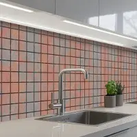 KitchenYeah Keuken achterwand 300x60 cm - Spatscherm zelfklevend Blauw - Bruin - Vlekken - Vierkant - Muurbeschermer - Spatwand fornuis