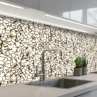 KitchenYeah Keuken achterwand 250x80 cm - Spatscherm zelfklevend Beige - Patroon - Roest print - Verf - Muurbeschermer - Spatwand fornuis