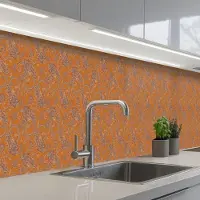 KitchenYeah Keuken achterwand 500x60 cm - Spatscherm zelfklevend Oranje - Sierlijk - Bloemen - Muurbeschermer - Spatwand fornuis