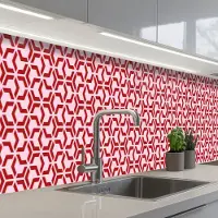 KitchenYeah Keuken achterwand 500x60 cm - Spatscherm zelfklevend Roze - Rood - Geometrisch - Patroon - Muurbeschermer - Spatwand fornuis