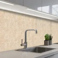 KitchenYeah Keuken achterwand 300x80 cm - Spatscherm zelfklevend Marmer - Tegels - Beige - Muurbeschermer - Spatwand fornuis