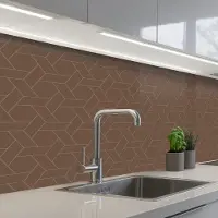 KitchenYeah Keuken achterwand 150x60 cm - Spatscherm zelfklevend Bruin - Roze - Patroon - Muurbeschermer - Spatwand fornuis