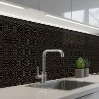 KitchenYeah Keuken achterwand 300x60 cm - Spatscherm zelfklevend Goud - Zwart - Diamant - Muurbeschermer - Spatwand fornuis