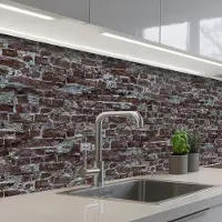 KitchenYeah Keuken achterwand 250x80 cm - Spatscherm zelfklevend Rode - Bakstenen - Muur - Muurbeschermer - Spatwand fornuis