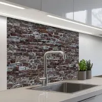 KitchenYeah Keuken achterwand 100x80 cm - Spatscherm zelfklevend Rode - Bakstenen - Muur - Muurbeschermer - Spatwand fornuis
