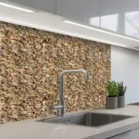 KitchenYeah Keuken achterwand 80x60 cm - Spatscherm zelfklevend Graniet - Beige - Patroon - Muurbeschermer - Spatwand fornuis