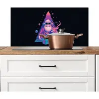 KitchenYeah Spatscherm keuken 90x45 cm - Kookplaat achterwand Retro - Kerstman - Rendieren - Kerstboom - Muurbeschermer - Spatwand fornuis - Hoogwaardig aluminium