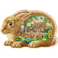 Wooden City Puzzel 'Konijntje in de Tuin' - 250 Delen