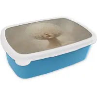 MuchoWow Broodtrommel Blauw - Lunchbox Dromerig - Beige - Paardenbloemzaadjes - Brooddoos 18x12x6 cm - Brood lunch box - Broodtrommels voor kinderen en volwassenen