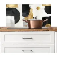 KitchenYeah Spatscherm keuken 90x45 cm - Kookplaat achterwand Goud - Rechthoeken - Cirkels - Abstract - Muurbeschermer - Spatwand fornuis - Hoogwaardig aluminium