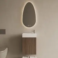 Boss & Wessing Toiletmeubel set bws riga donker eiken japandi 40 cm fontein glans wit