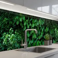 KitchenYeah Keuken achterwand 400x60 cm - Spatscherm zelfklevend Natuur - Bos - Groen - Monstera - Muurbeschermer - Spatwand fornuis