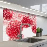 KitchenYeah Keuken achterwand 100x80 cm - Spatscherm zelfklevend Fruit - Water - Bubbels - Rood - Muurbeschermer - Spatwand fornuis