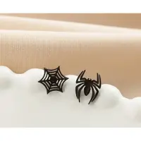 Vibe - Halloween - spin met web - zwart - oorbel - oorknop - juweel - geschenk - feestdagen