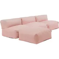 Oviala - Modulaire vaste hoekbank met 3 fauteuils en 1 poederroze poef - Mixi